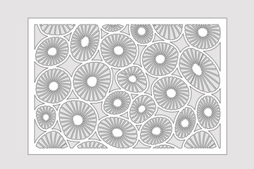 Template for cutting. Round art pattern. Laser cut. Set ratio 2:3. Vector illustration.