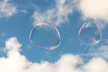 Colorful Bubbles With Cloudy Background