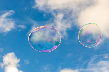 Colorful Bubbles With Cloudy Background