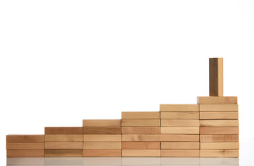 Wood block stacking as step stair