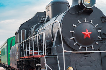 Image of an old locomotive closeup