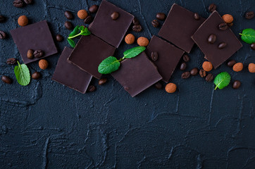 Dark chocolate with coffee beans