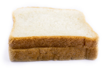 Slices of bread for toasting on a white background