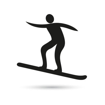 Skier, black icon on white background. Vector icon