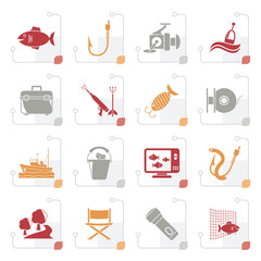 Stylized Fishing industry icons - vector icon set