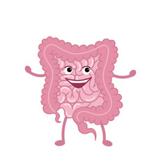 Healthy happy intestine character.Digestive system,intestine vector symbol. Viscera, inside organs vector.Vector flat cartoon illustration icon design. Isolated on white background. Digestive tract