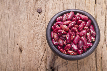 red bean in bowl on wooden table