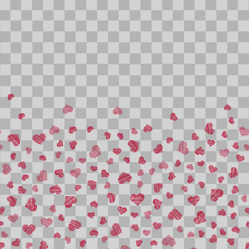 -2Valentine's day background with falling handdrawn red hearts. Vector.
