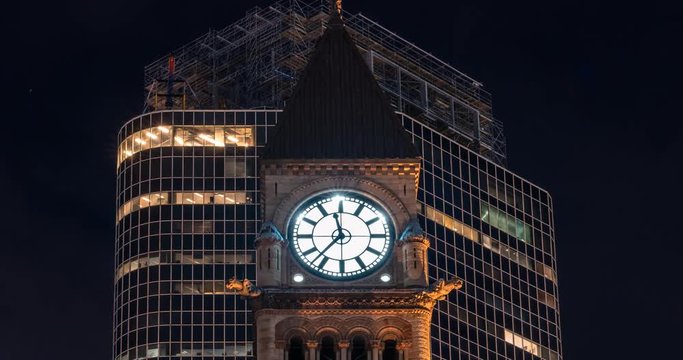 Clock Tower Night Time Old Gothic Architecture Toronto