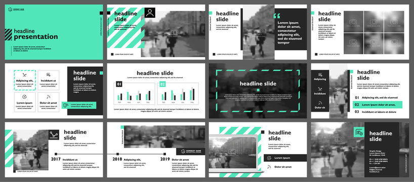 Green and black presentation templates elements on a white background. Vector infographics. Use in Presentation, flyer and leaflet, corporate report, marketing, advertising, annual report, banner.