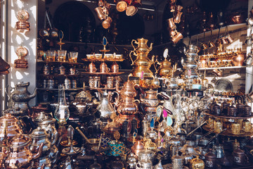 Traditional tea and coffee sets or teapots in  Istanbul - Turkey