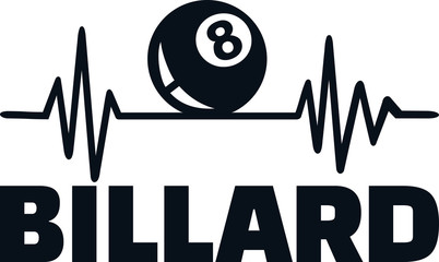 Billiards heartbeat line with billiard ball