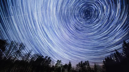 Foto op Plexiglas Beautiful startrails on night sky © milosz_g