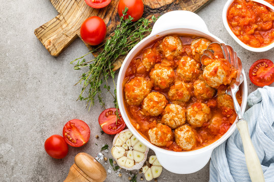 Meatballs in tomato sauce. Italian cuisine