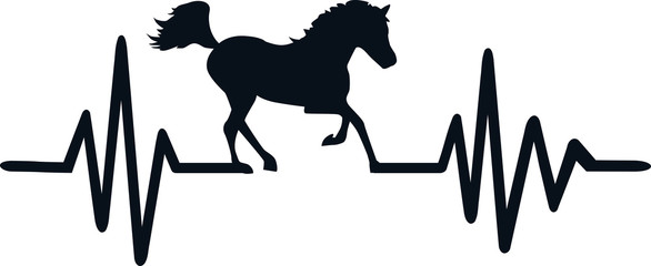 Horse heartbeat line with galloping horse