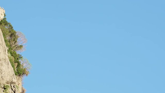 Greek flag on rock in Taygetus mountains Greece Peloponnese, Europe 4K