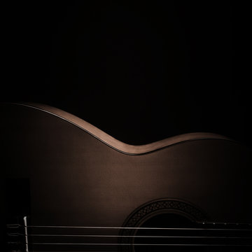 Acoustic guitar. Classical guitar close up