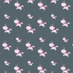 Children baby background with pink unicorn and yellow star on blue background