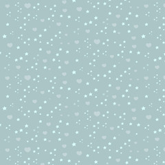 Pattern ornament for Valenines day with blue heart on blue background