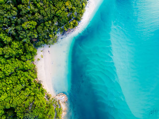 Een levendige luchtfoto van het strand