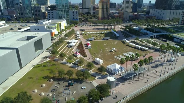 Aerial drone video Curtis Hixon Waterfront Park event cleanup