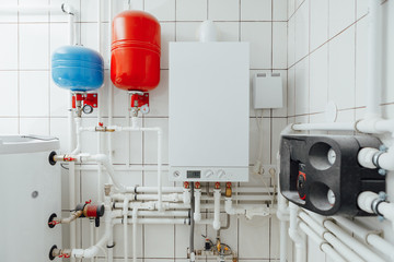 modern independent heating system in boiler room © nikkytok