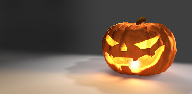 Halloween Pumpkin 3d rendering led light inside