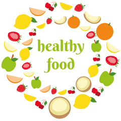 Background colorful round border of summer healthy fruits.
