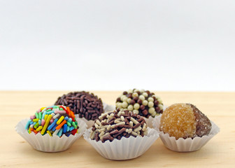 Sweets of different flavors (Brigadeiros)