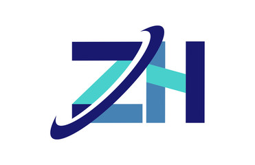 ZH Ellipse Swoosh Ribbon Letter Logo 