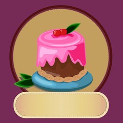 Pastry desserts or bakery shop vector emblem