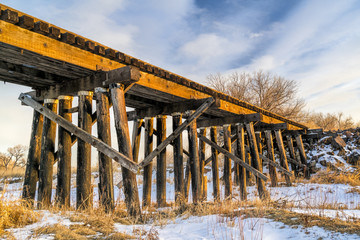 abandoned railroad timber trestle