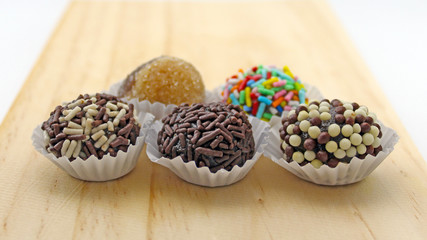 Sweets of different flavors (Brigadeiros)