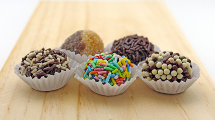 Sweets of different flavors (Brigadeiros)