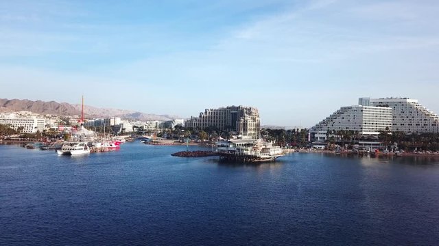 Eilat, Israel - Aerial footage over the red sea