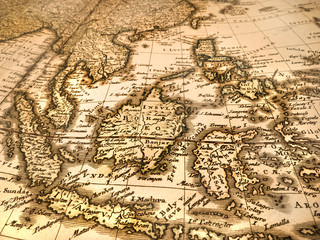 古い世界地図　東南アジア　