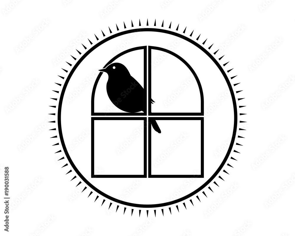 Canvas Prints crows perched on the window image vector icon logo silhouette