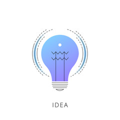 Neon idea bulb vector line icon isolated on white background