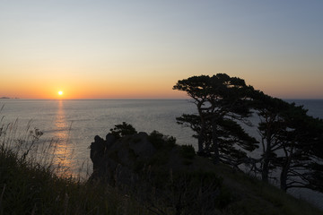 Obraz premium Russian Far Eastern Peninsula for Gamow. Landscape on the coast of the Sea of Japan.