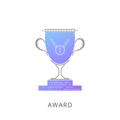 Neon award vector line icon isolated on white background