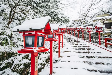 Poster Kyoto Kibune-schrijn in de winter © beeboys