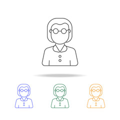 Teacher woman avatar multicoloured icons. Element of profession avatar of for mobile concept and web apps. Thin line  icon for website design and development, app development