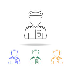 Soldier avatar multicoloured icons. Element of profession avatar of for mobile concept and web apps. Thin line  icon for website design and development, app development