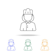 woman cook avatar multicoloured icons. Element of profession avatar of for mobile concept and web apps. Thin line  icon for website design and development, app development
