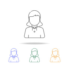scout girl avatar multicoloured icons. Element of profession avatar of for mobile concept and web apps. Thin line  icon for website design and development, app development