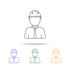 Construction Worker avatar multicoloured icons. Element of profession avatar of for mobile concept and web apps. Thin line  icon for website design and development, app development