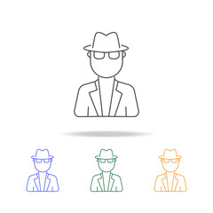 spy avatar multicoloured icons. Element of profession avatar of for mobile concept and web apps. Thin line  icon for website design and development, app development