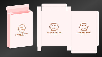 package box die cut with 3d mock up