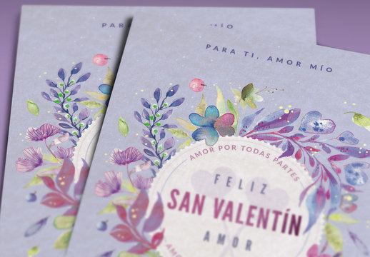 Dise&ntilde;o de tarjeta floral pintada del d&iacute;a de San Valent&iacute;n