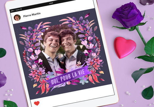 Composition num&eacute;rique aquarelle Saint-Valentin